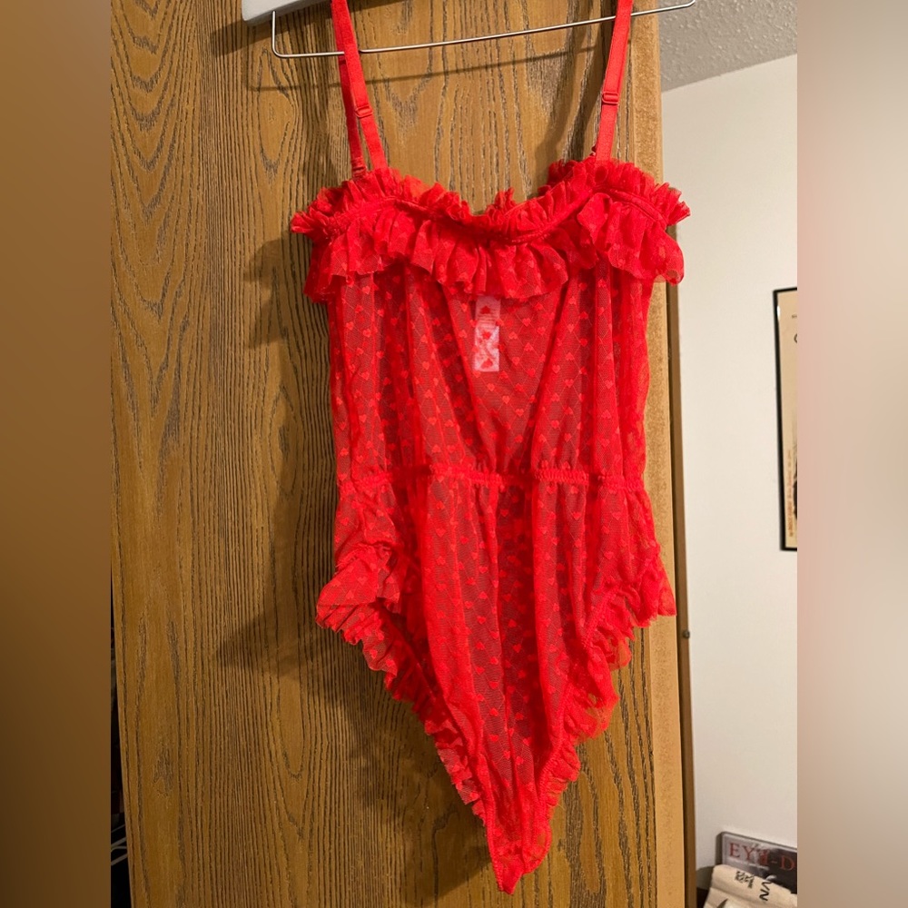 Sexy Red Romper with Heart Details Savage X Fenty Valentine’s